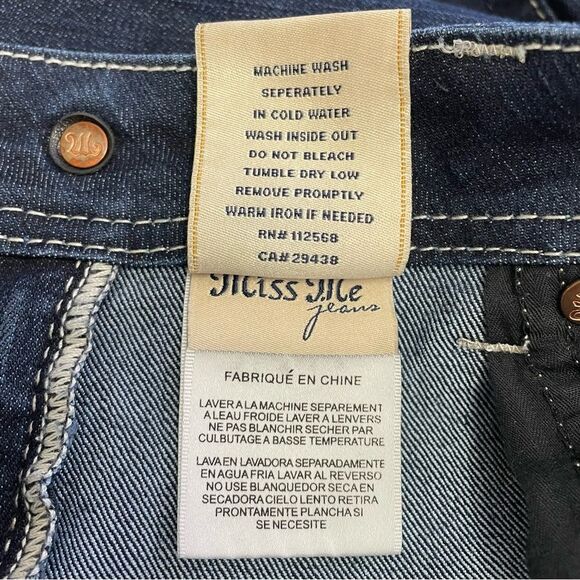Miss Me Y2K Jeans Bling Rhinestone Back Flap Bootcut Dark Wash JE5731E2L Size 28 - Picture 11 of 12